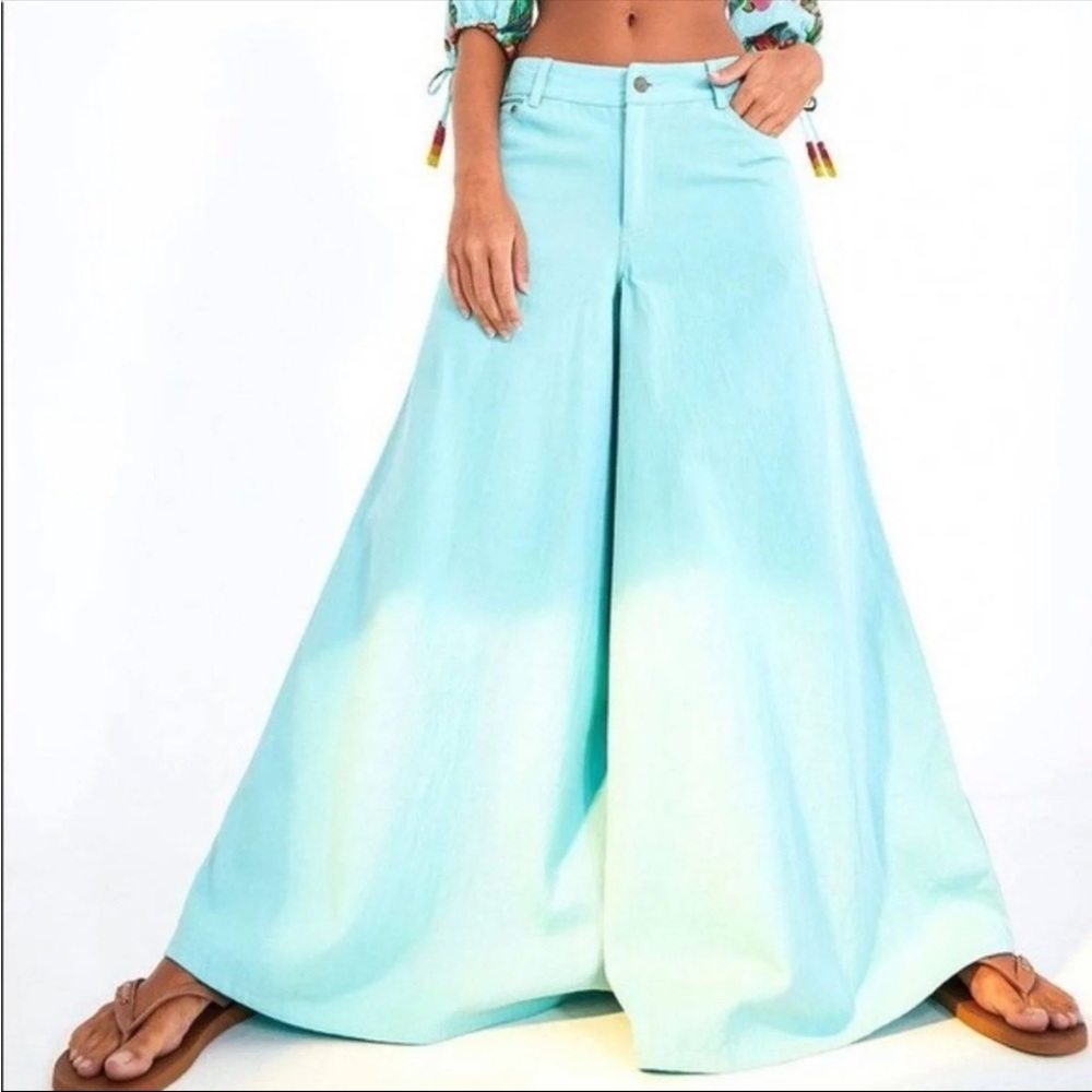 Farm Rio extra wide leg high rise palazzo pants